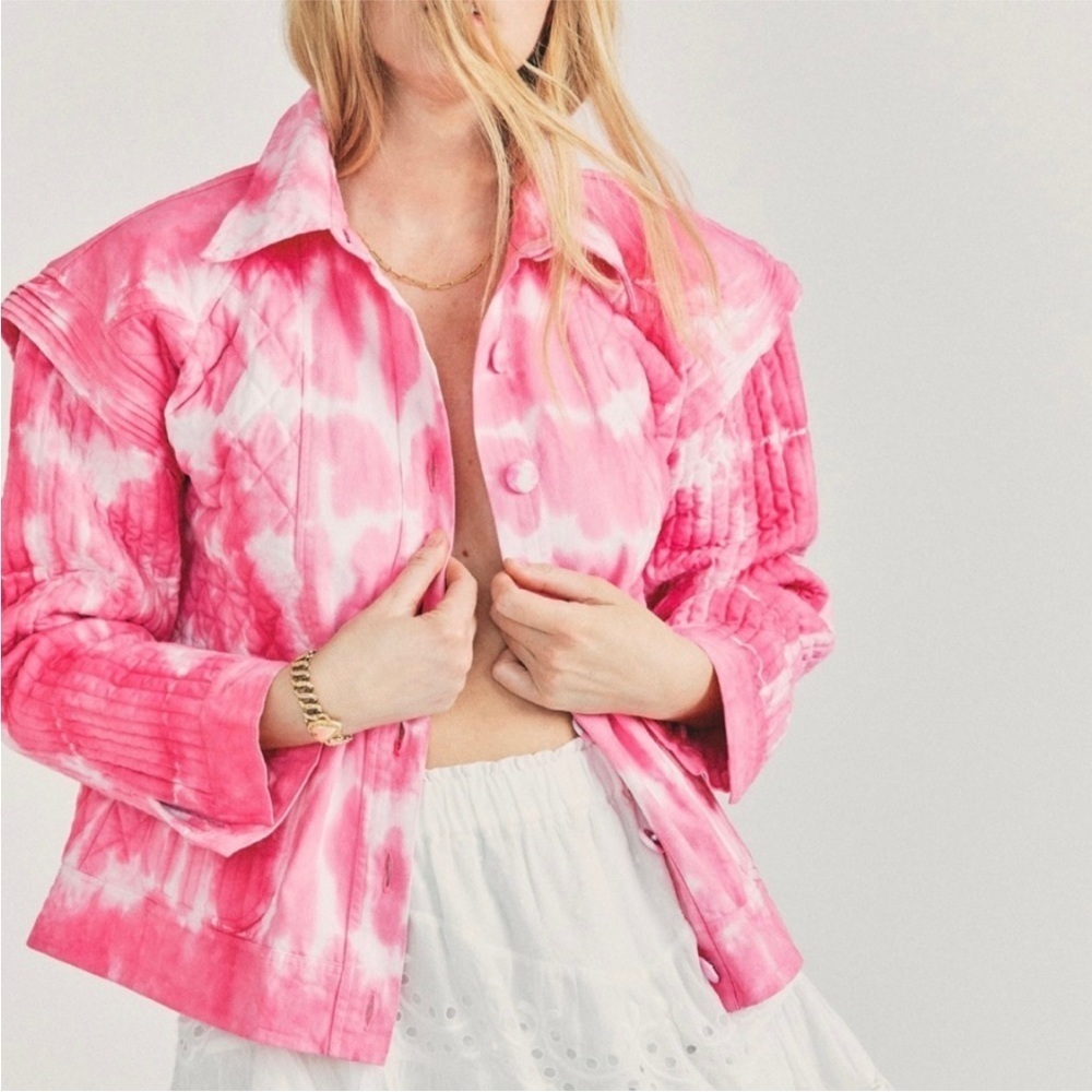 LoveShackFancy Adelaide Jacket in Hibiscus NWT